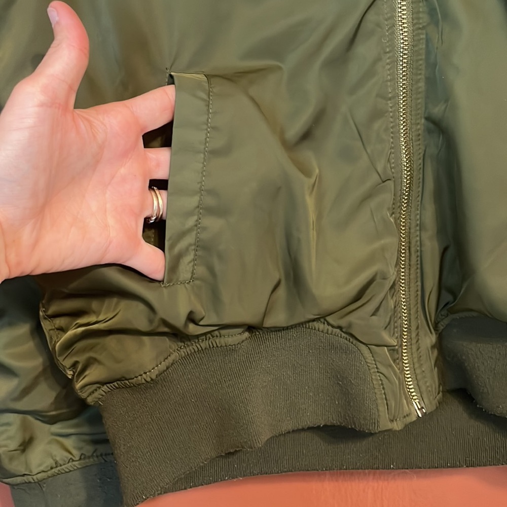 Olive green bomber style jacket - Picture 3 of 10